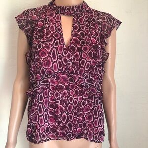 Express Marron Sleeveless Blouse Animal Print Leopard Shirt Women’s Size M Top